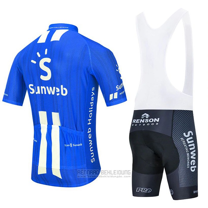 2020 Fahrradbekleidung Sunweb Blau Wei Trikot Kurzarm und Tragerhose